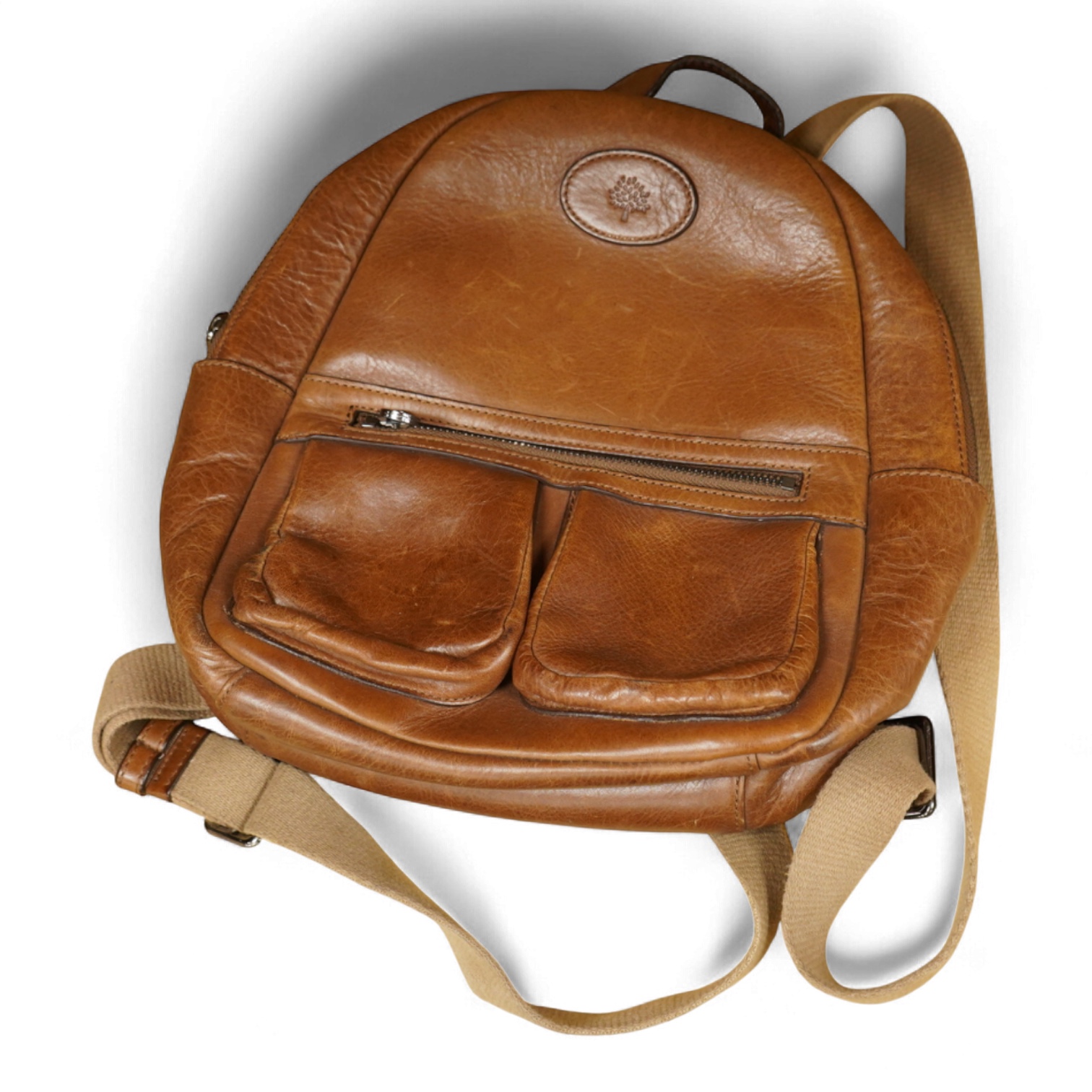 A Mulberry brown leather rucksack, 30cm high